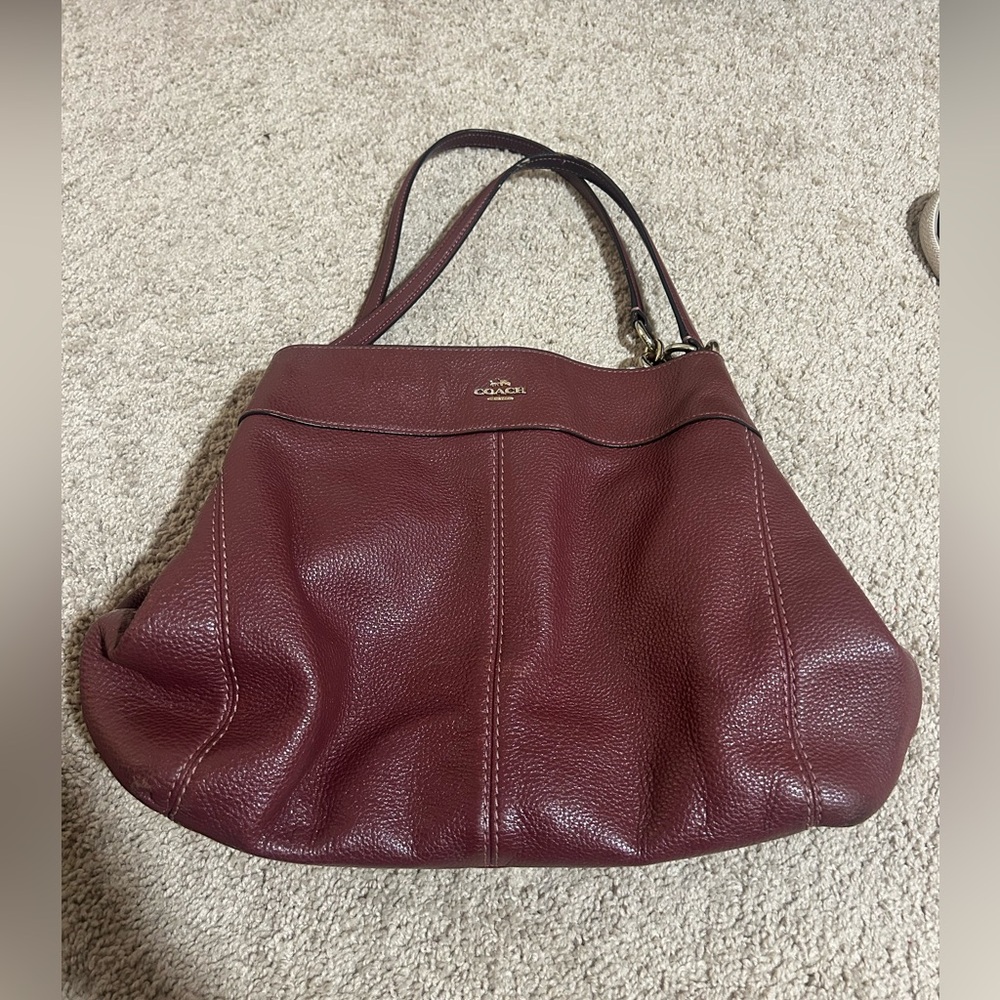 Coach Maroon Leather Shoulder Bag